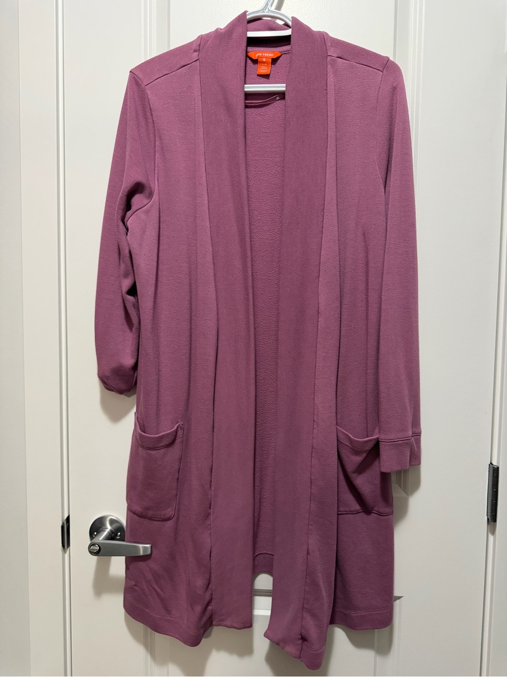 Joe Fresh Mauve Open-Front Long Cardigan